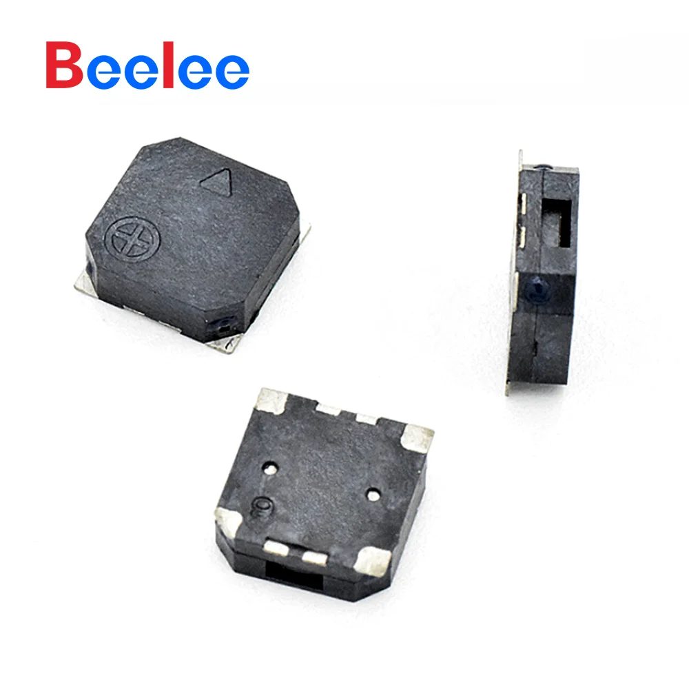 50 PZ Beelee 80db SMD Monami 7.5*7.5mm Piezo Attivo Buzzer Evidenziatore Plastica Pastello 601 Con Nero Nero Mercato Montaggio Superficie