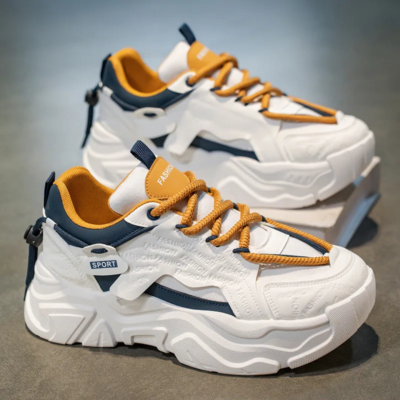 Men's Low Top Sneakers Lace Up Chunky Sole Comfortable Lightweight Casual Walking Shoes Easy Wear Daily Shoes