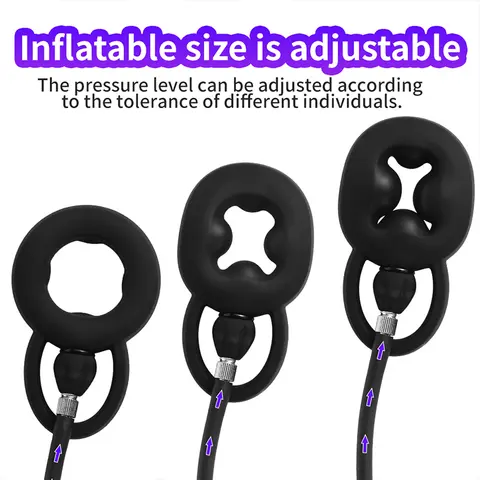 Liquid silicone Inflatable Restraint Scrotal Ring Locking Cock Ring Soft Penis Ring Training Masturbator Sex Toys For Men Gay