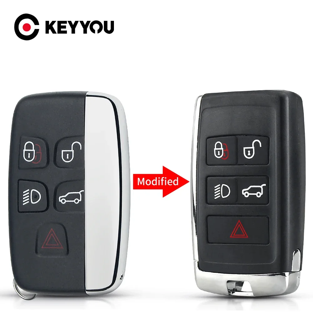 

KEYYOU For Land Rover Range Rover LR2 LR4 Fit Jaguar F-Pace F-Type XE XF XJ Upgraded Remote Key Shell Case Fob 5 Buttons