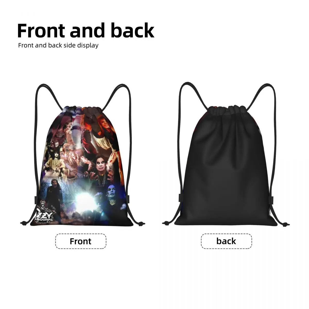 Custom Ozzy Osbourne Prince Of Darkness Drawstring Bags Men Women Lightweight Heavy Metal Band Rock Sports Gym Storage Backpack