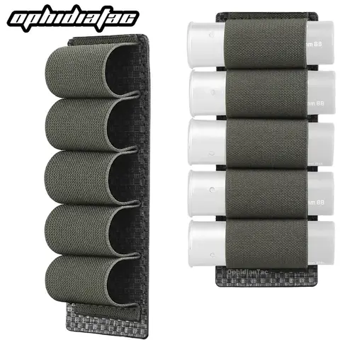OPHIDIAN Tac 탄약 주머니 Molle 5 라운드 12 게이지 산탄 총 교수형 스티커 홀더 총알 카트리지 주머니 전투 사냥 총 Accesso