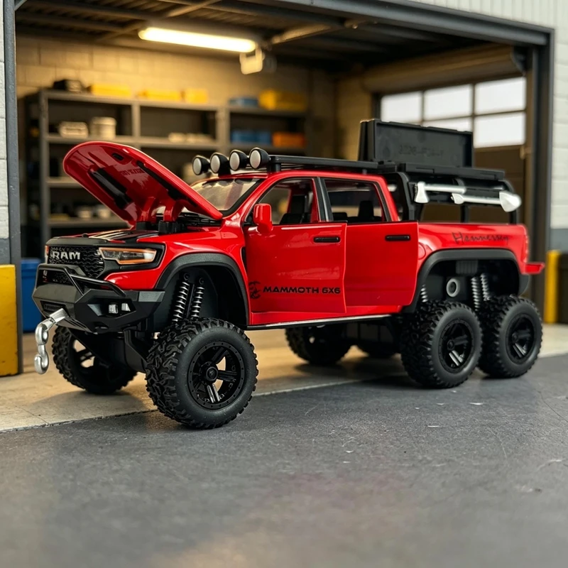 

1:32 Dodge Tyrannosaurus alloy off-road vehicle model, doors can be opened has simulated sound and lighting good quality