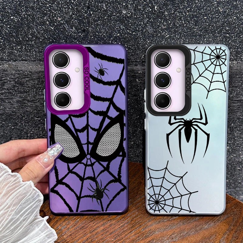 Funda de teléfono con tela de araña negra de dibujos animados para Samsung Galaxy A55 A16 A54 A14 A24 A34 A13 A15 A25 A35 funda de silicona impresa a prueba de golpes