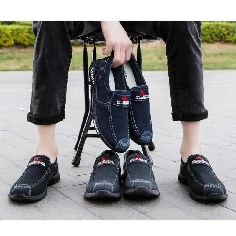 New Autumn Men Low Help Casual Canvas Shoes Breathable Comfortable Soft Sole Slip on Fashion Lightweight Non Slip Flats Sneakers