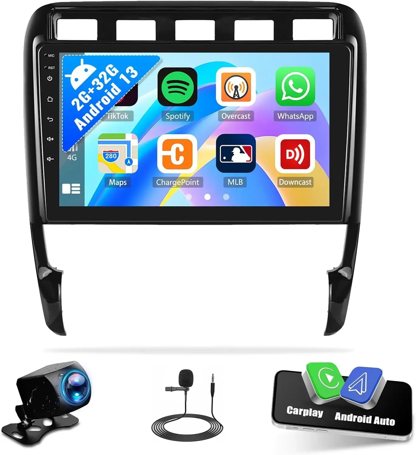 

Android 13 Car Radio for Porsche Cayenne 2003-2010 with Carplay&Android Auto Mirror Link Bluetooth 9 inch Touchscreen with WiFi