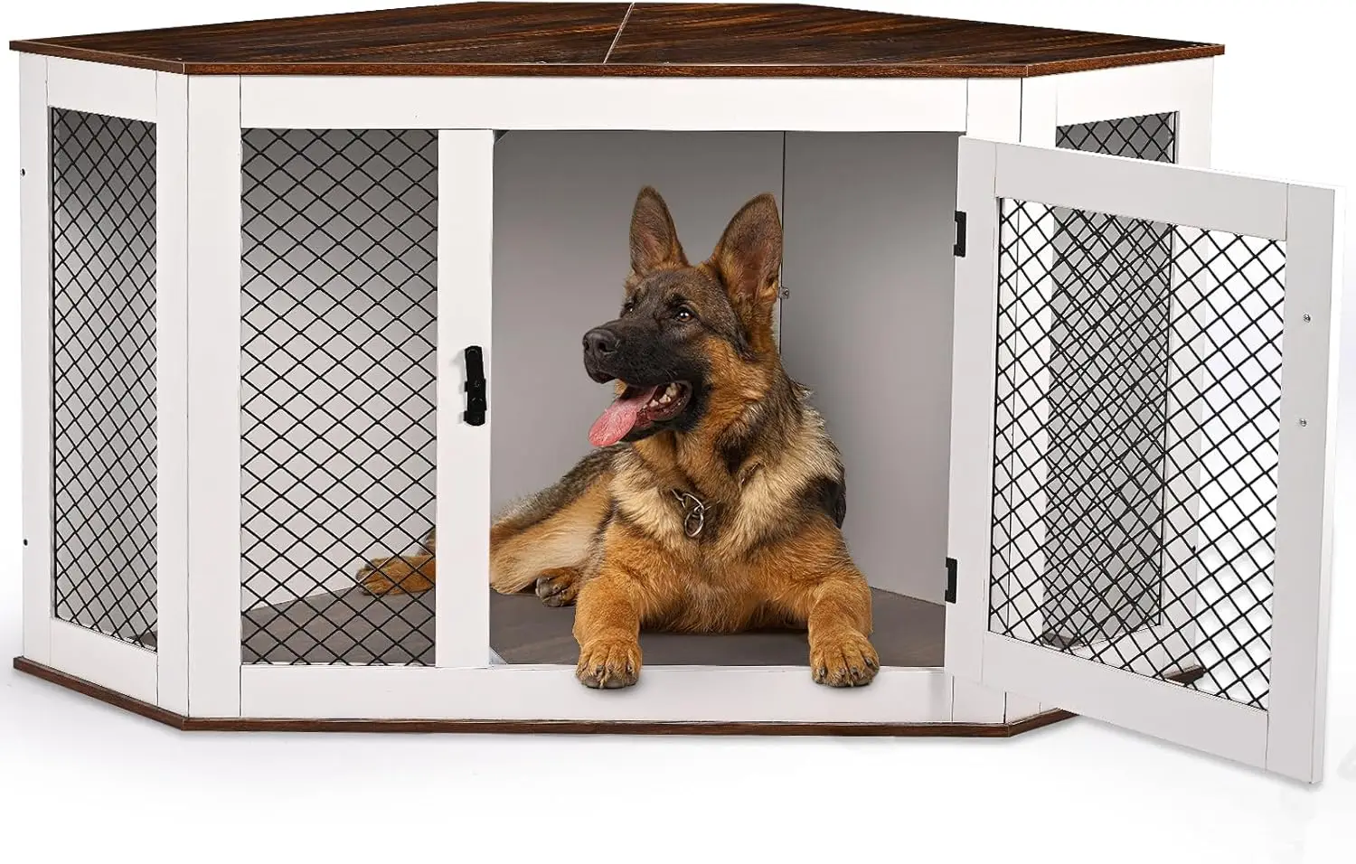 

Wooden Dog Kennel End Table with Door Furniture Style Dog House Pet Crate Indoor Use