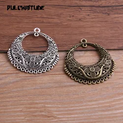 2PCS 43*46mm Two Color Vintage Metal Zinc Alloy Big Flower Charms Fit Jewelry Earring Pendant Connector Makings