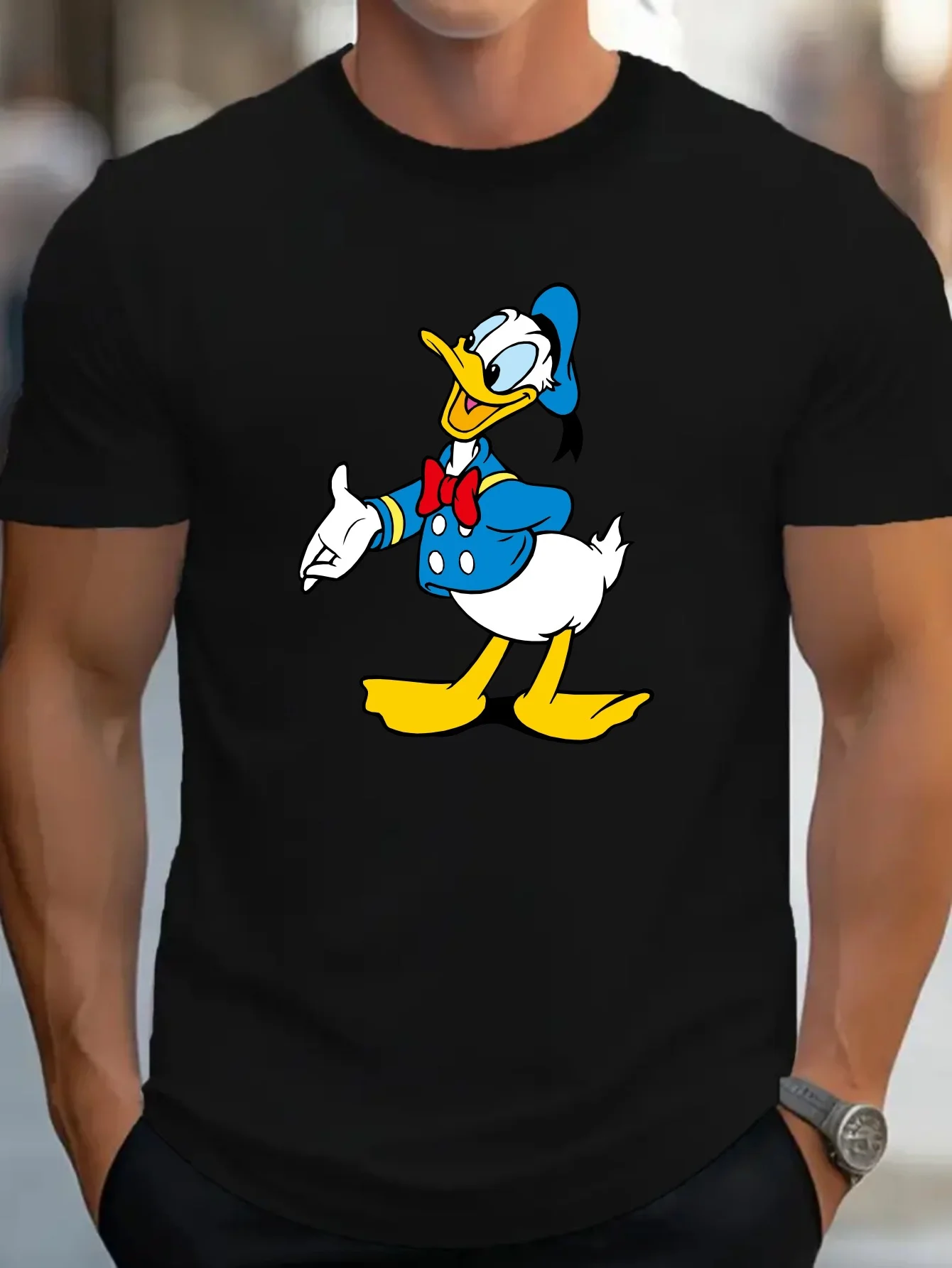 Disney T-Shirts Classic Donald Duck Printed Men\'s Casual T-shirt Cool Fitting Bottoming Versatile Spring Summer Tops Clothes