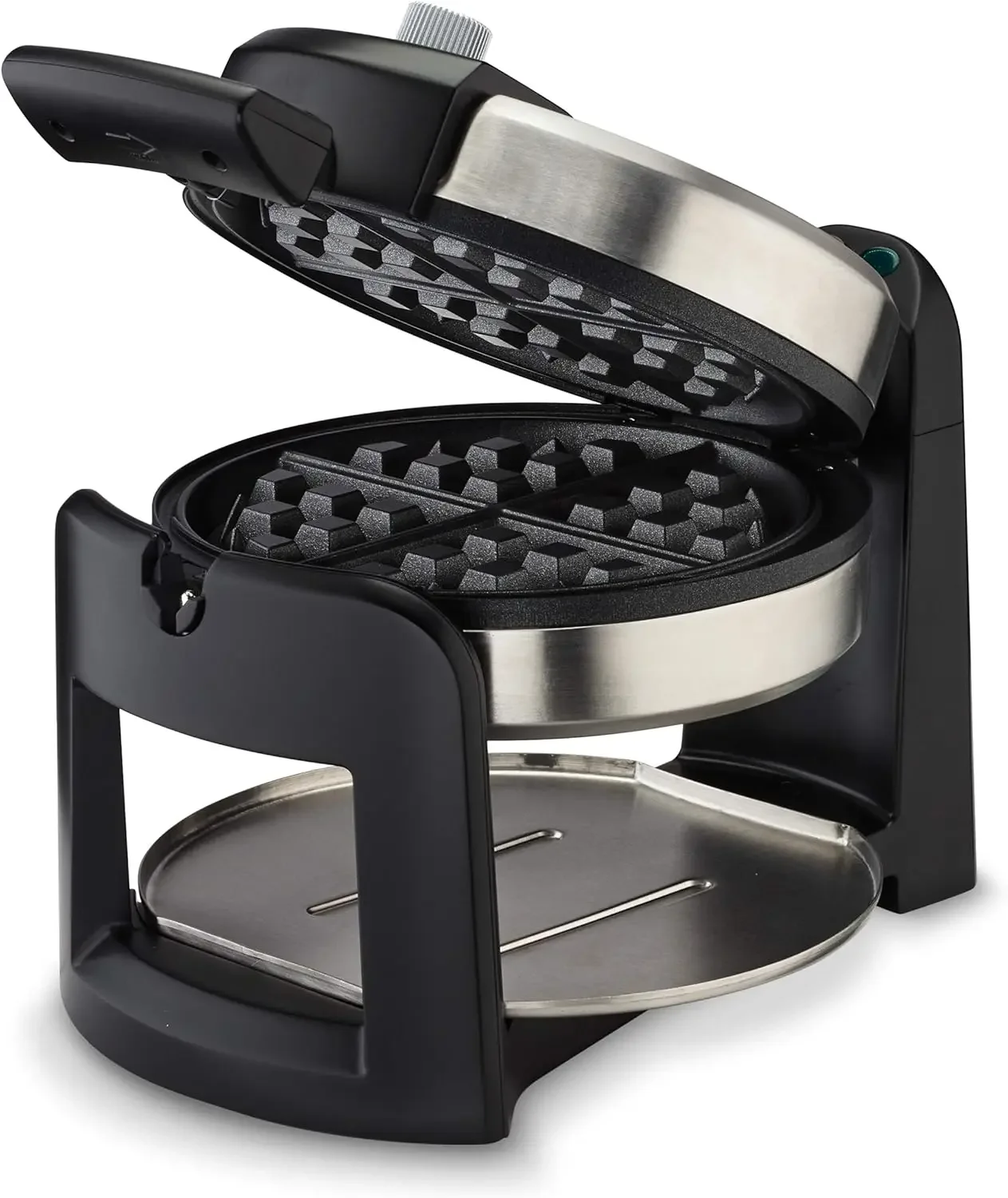 

NEW WAF-F30 Round Flip Belgian Waffle Maker, Black/Silver, 1 inch thick USA