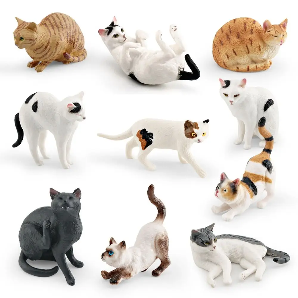 

Cute PVC Cat Doll Ornaments 9 Colors DIY Cat Figures Statue Mini Model Desktop Toys Home Decoration