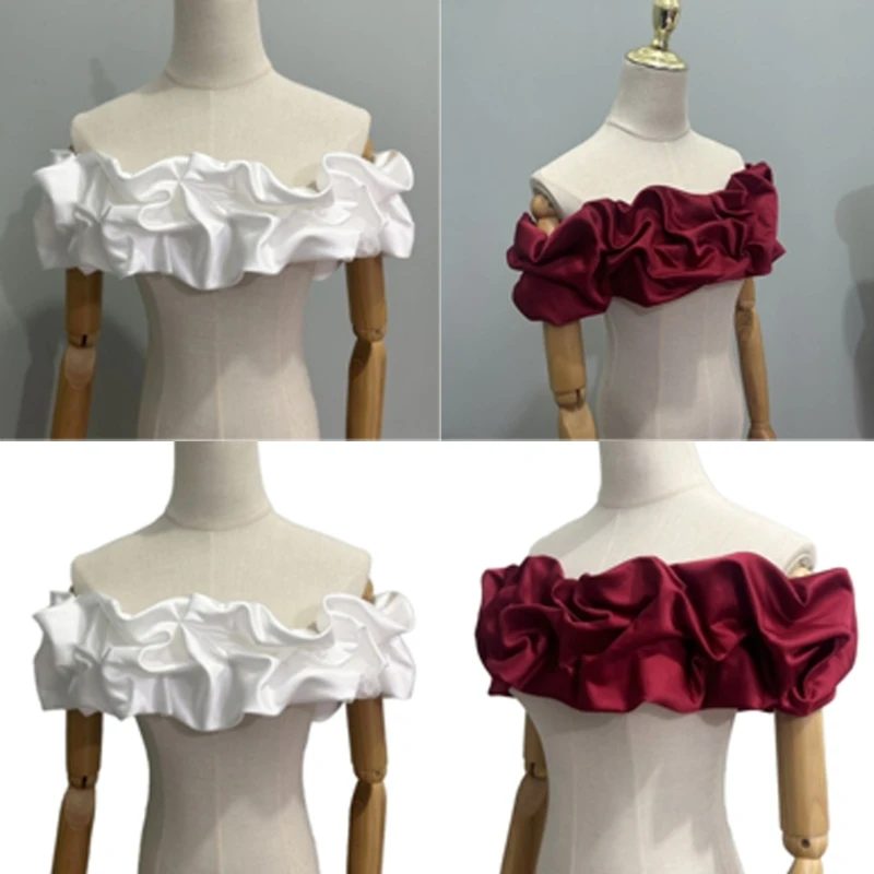 Elegant Bridal Shawl for Wedding Dress Lady Shrug Shoulder Wrap for Wedding Bride Ruched Capes Wrap