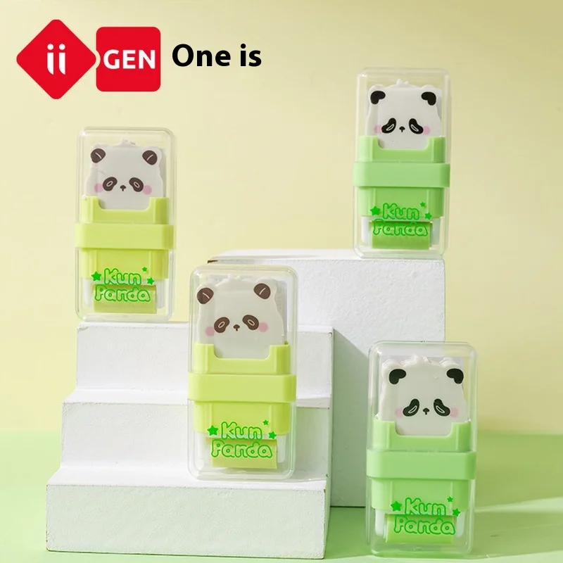 Iigen Stationery Kun Panda Cartoon Style Elementary School Students Use Erasers Not Easy To Leave Marks Less Chip Eraser