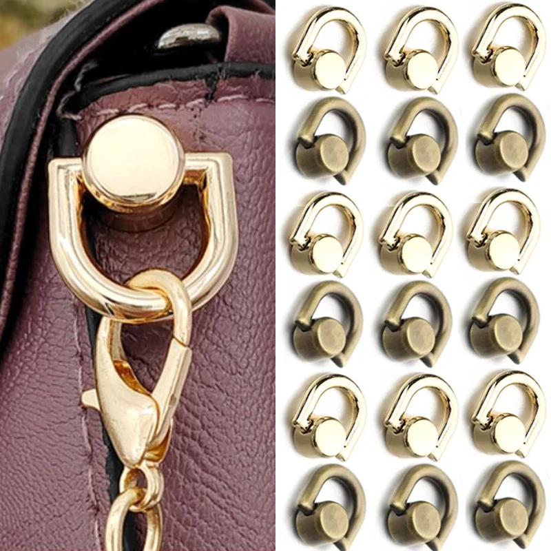 5set D-shaped Ring Bag Side Clip Buckles Retro Metal Double D Buckle Handbag Handles Connector Bag Strap Hardware Accessories