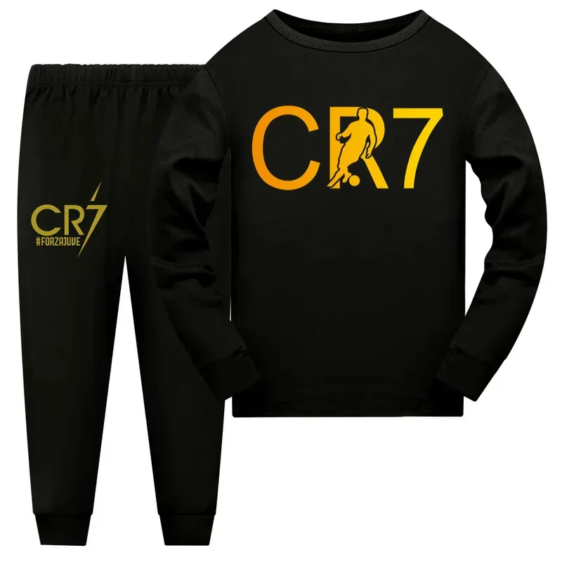 lHalloween Cosplayl CR7 Series Clothes Kids Autumn Hooded Boys Summer T-shirt Girls Tracksuit Sportswear Hoodies and Pant Set  C view 4