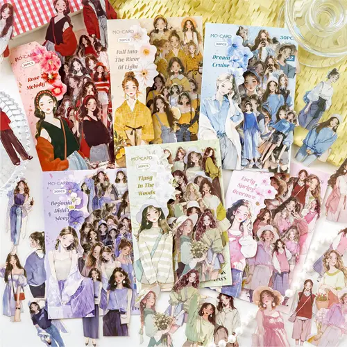 30 uds/1 lote de pegatinas Kawaii para álbum de recortes, diario de arcoíris para niñas, diario basura, planificador dorado, adhesivo de papelería, planificador decorativo