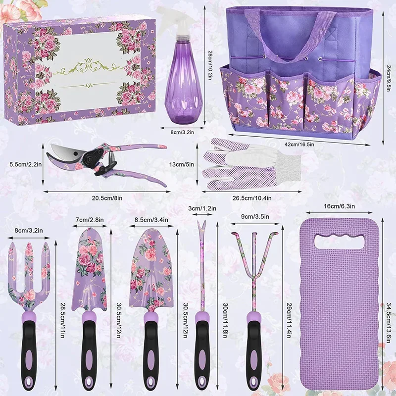 

Ladies Carbon Steel Garden Set Hot-Selling Flower Printed Garden Spatula And Tool Kit for Gardening Gifts