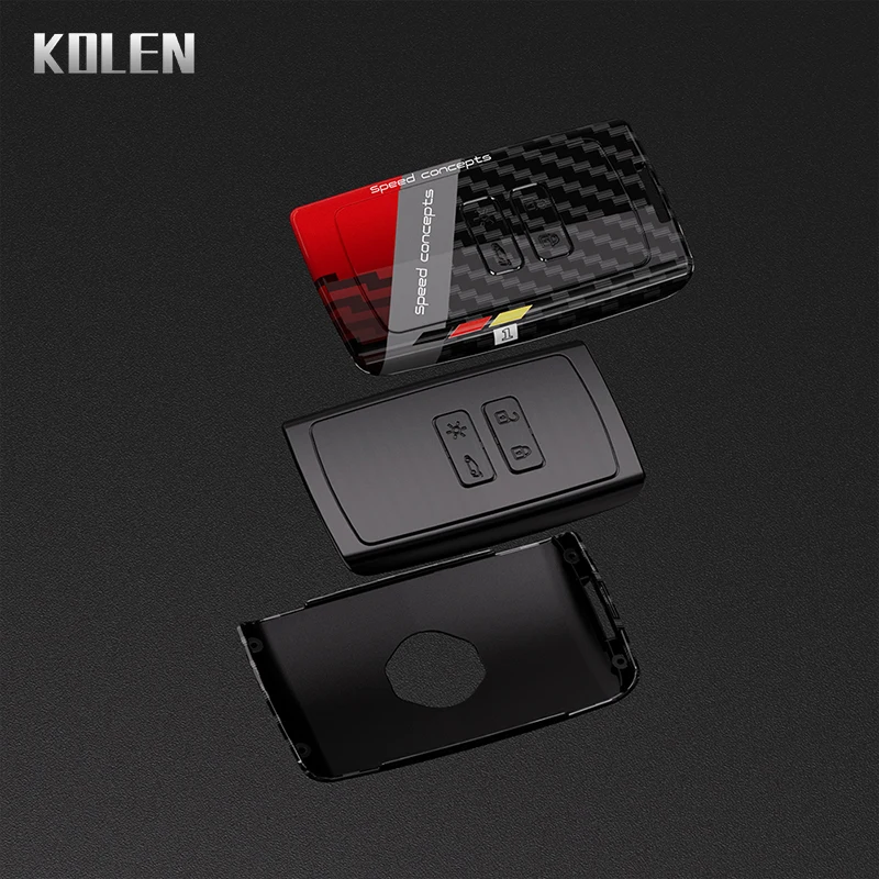 ABS Carbon Fiber Car Key Case Cover For Renault Clio Captur Megane Talisman Espace Zoe Koleos Scenic 4 Arkana Dacia Sandero Card