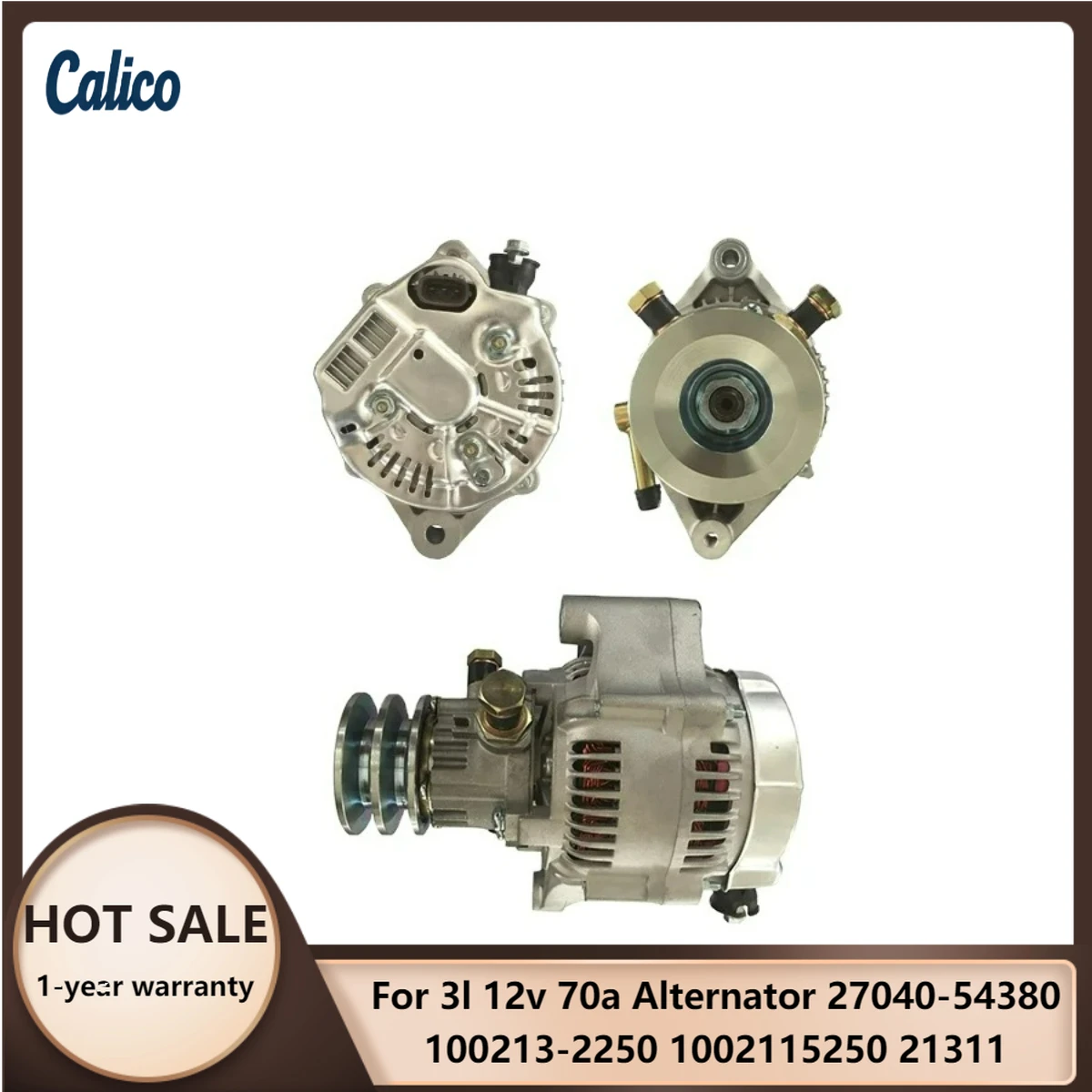 

Высококачественные детали, подходящие для генератора 3L 12V 70A, номера 27040-54380, 100213-2250, 1002115250, 21311