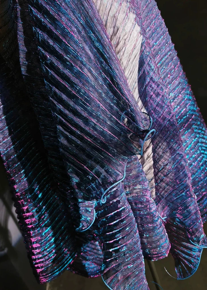 1yard Laser organ pleats,soft sagging,large wavy edges fabric Stage costume designer fabrics for clothing