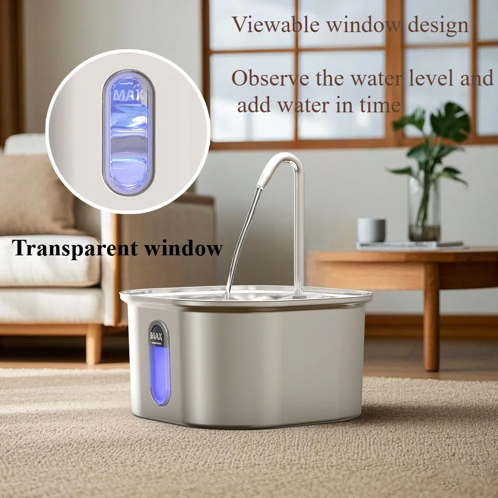 Automatic Cat Water Fountain Stainless Steel Pet Fountain Dog Water Dispenser With USB Electric Ultra-Quiet Pump Cat Supplies
