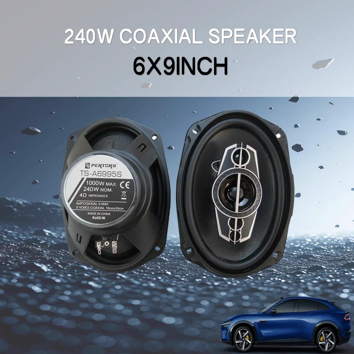 2Pcs 6X9 Inch (2x1000W)2000W 5 Way Stereo Car Speakers Hi-Res Audio Coaxial Connectivity Universal Flush Mount Design