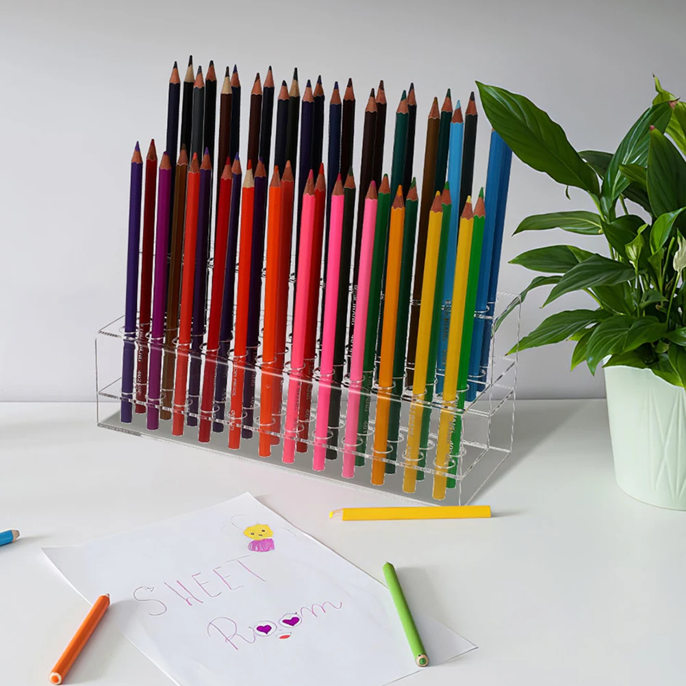 2pcs Holder Storage Box Clear Plastic Organizer Stand For Desk Pencil Brush Rack Ball Pen Display Stand Transparent Pen Storage