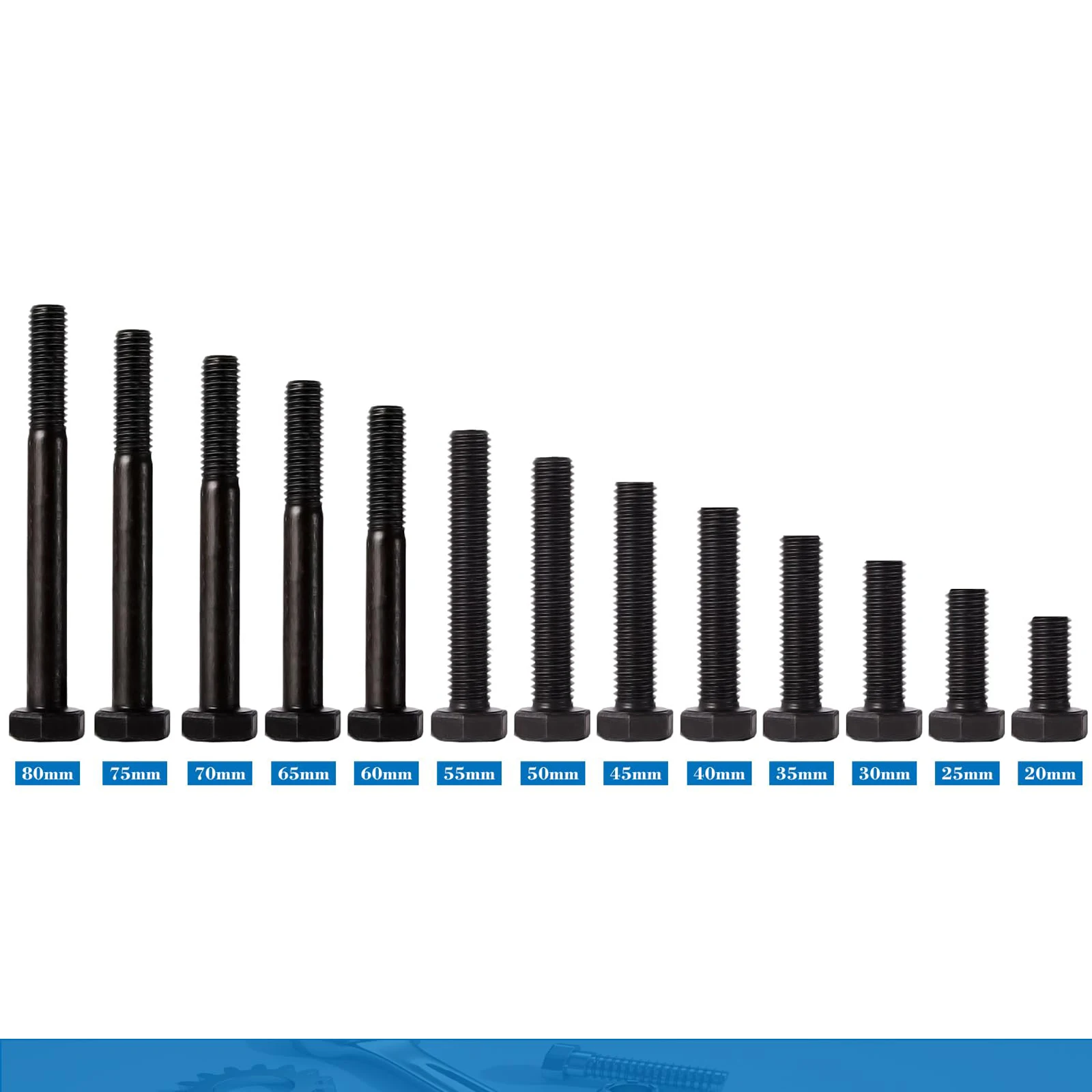 M10 M12 M14 Grade 12.9 High Tensile Hex Head Bolt Black Oxide Alloy Steel Fasteners for Heavy Machinery Construction