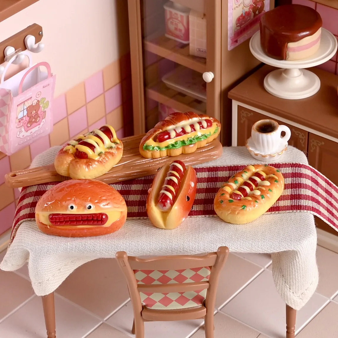 10 piezas de resina simulada de ensalada de verduras, sándwich de hot dog, sándwich de hamburguesa, decoración para casa de muñecas