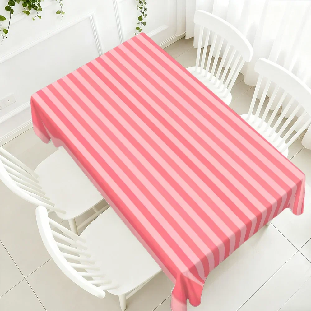 One-piece soft striped tablecloth, suitable for parties, rectangular shape - machine washable, suitable for dining tablexzj