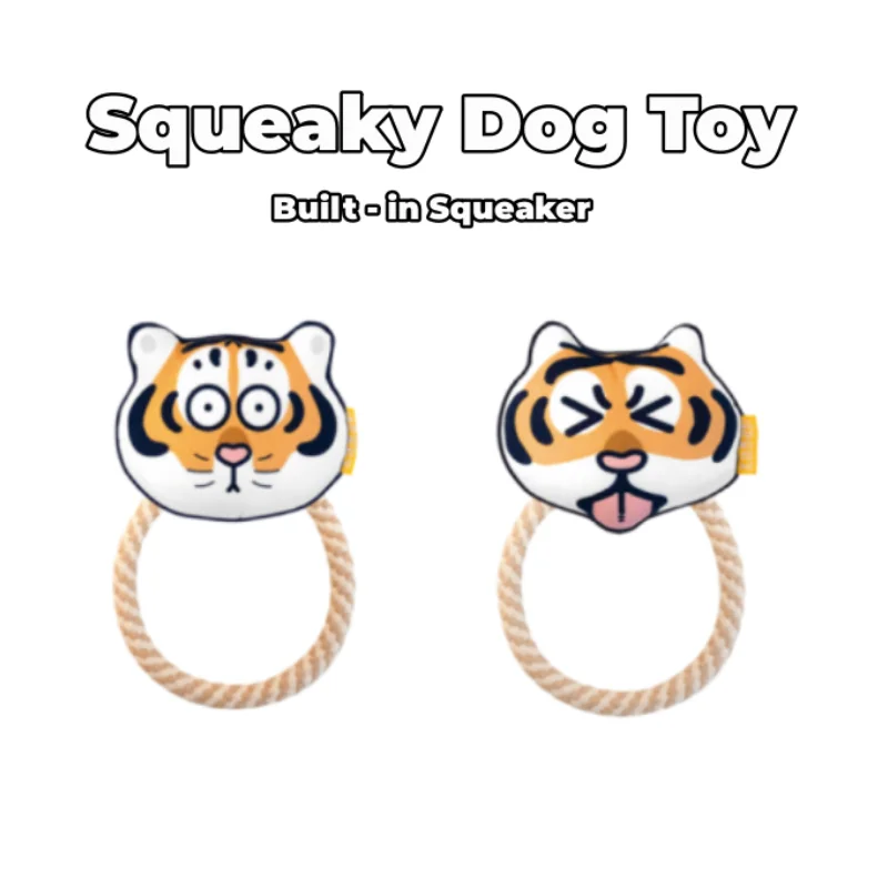 

Cute Fat Tiger Dog Toys Squeeze Sound Toy Squeaky Fleece Chew Bite Resistant Toy Puppy Training Interactive Dog Rope Play Toy