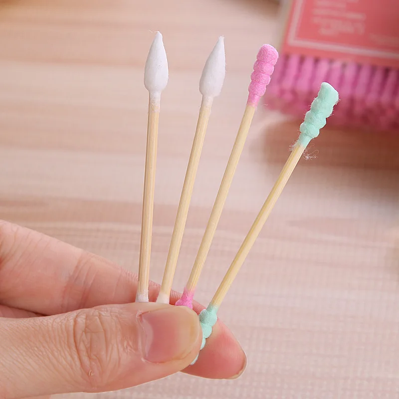 100pcs/ Pack Double Head Cotton Swab Women Makeup Cotton Buds Tip For Medical Wood Sticks Nose Ears Cleaning Health Care Tools