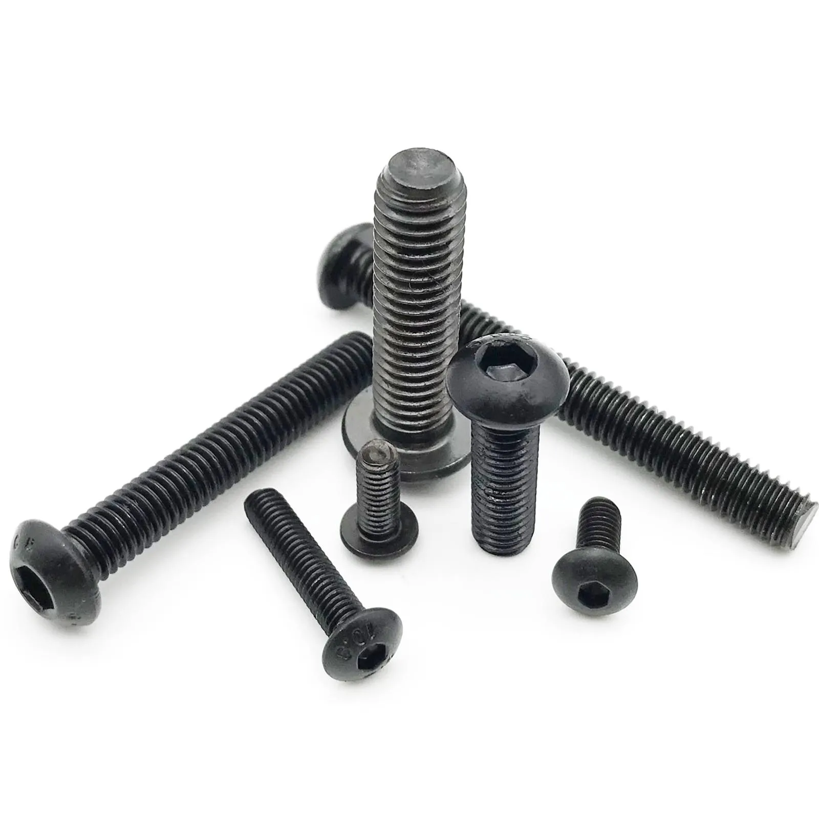 HZYUEGOU M1.6 M2 M2.5 M3 M4 M5 M6 M8 Schwarze Stahlschrauben der Güteklasse 10.9 ISO7380 mit Innensechskant und Rundkopf – Detail 2