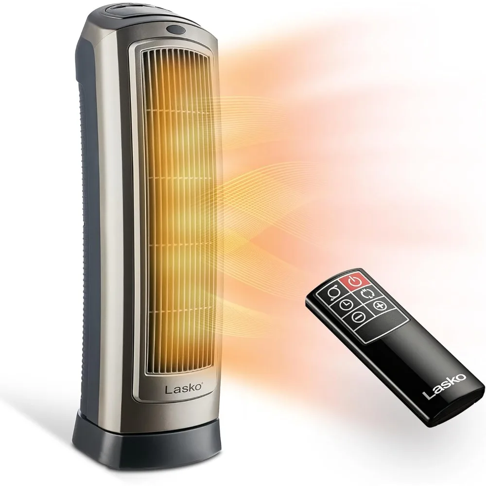 

Oscillating Digital Ceramic Tower Heater for Home with Adjustable Thermostat, Timer and Remote Control, 23 Inches