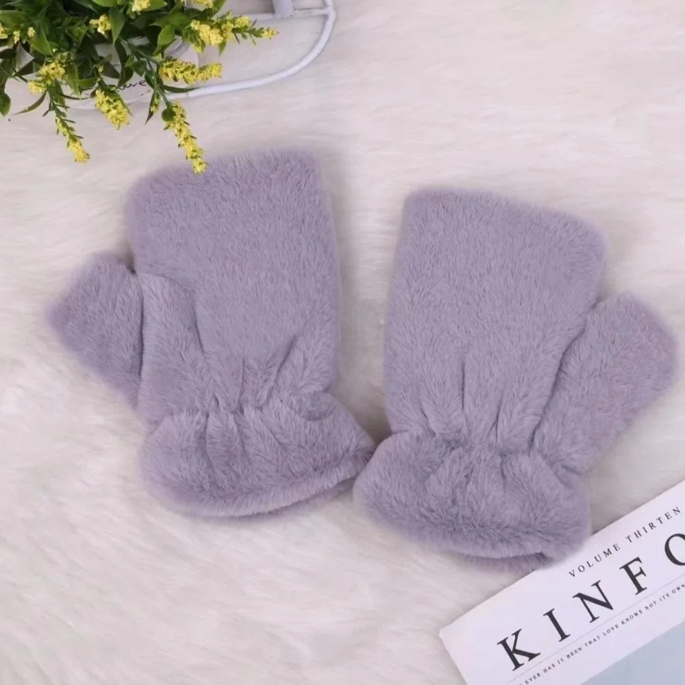 Fashion Solid Color Riding Gloves Windproof Thicken Thermal Gloves Cold Protection Warm Gloves Autumn Winter