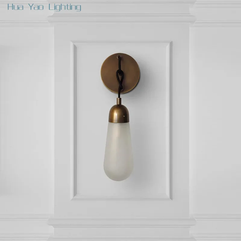 

Simple light luxury glass wall lamp atmospheric durable copper lamp personality bedroom bedside living room dining Pendant Light
