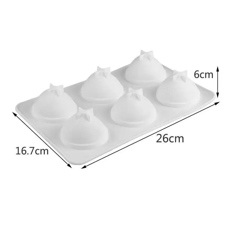 6 Cavity Peach Silicone Cake Baking Mold for Chocolate Mousse Ice Cream Jelly Pudding Pastry Dessert Bread Soap Decorating Tools