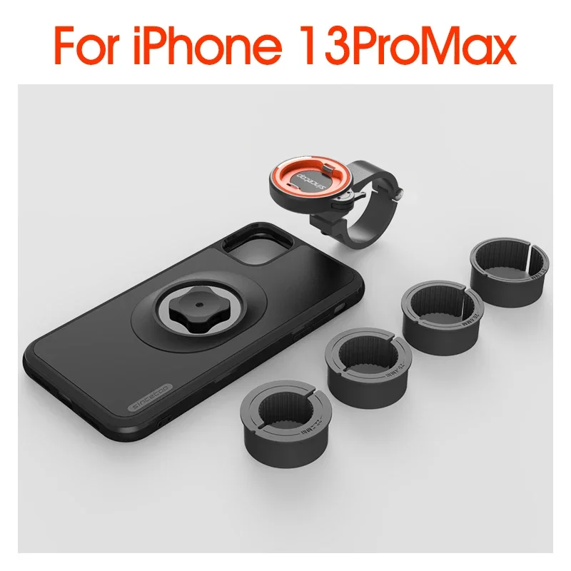 Fiets-/motorfiets telefoonhouder met schokbestendige hoes voor iPhone 17/16/15/14/13/12/11 Pro Max, mountainbike motorfiets stuurhouder
