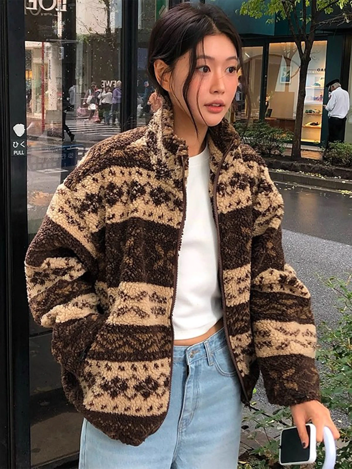 Damski płaszcz z ciepłego futra jagnięcego, ocieplany bawełną, luźny, ze stójką, idealny na zimę, nowy, retro, w stylu koreańskim.