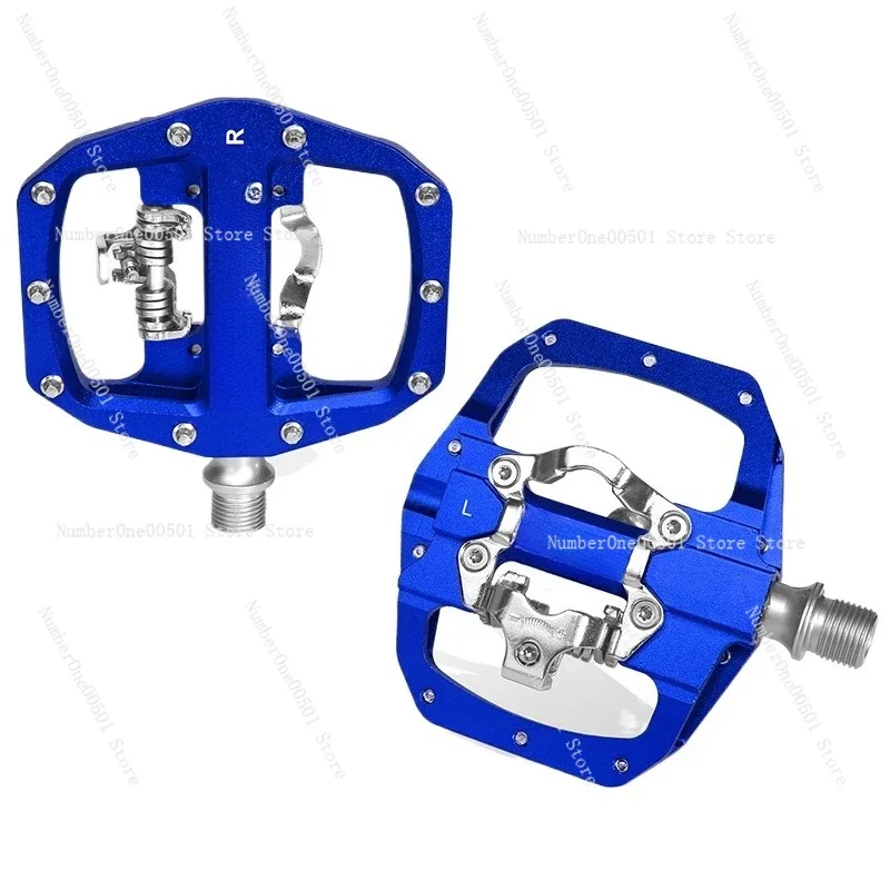 Mountain Bike Pedals Aluminum Flat Pedal with SPD Cleats 2 in 1 Cycling Pedals for MTB Road Bike -095