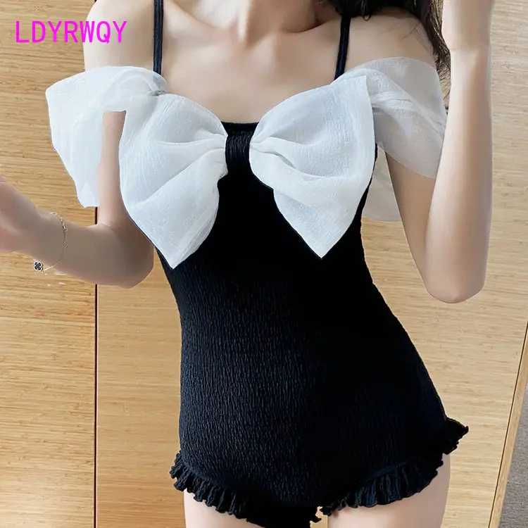 Women's one-piece swimsuit conservative students cover their belly and look thin 2023 new hot spring bikini