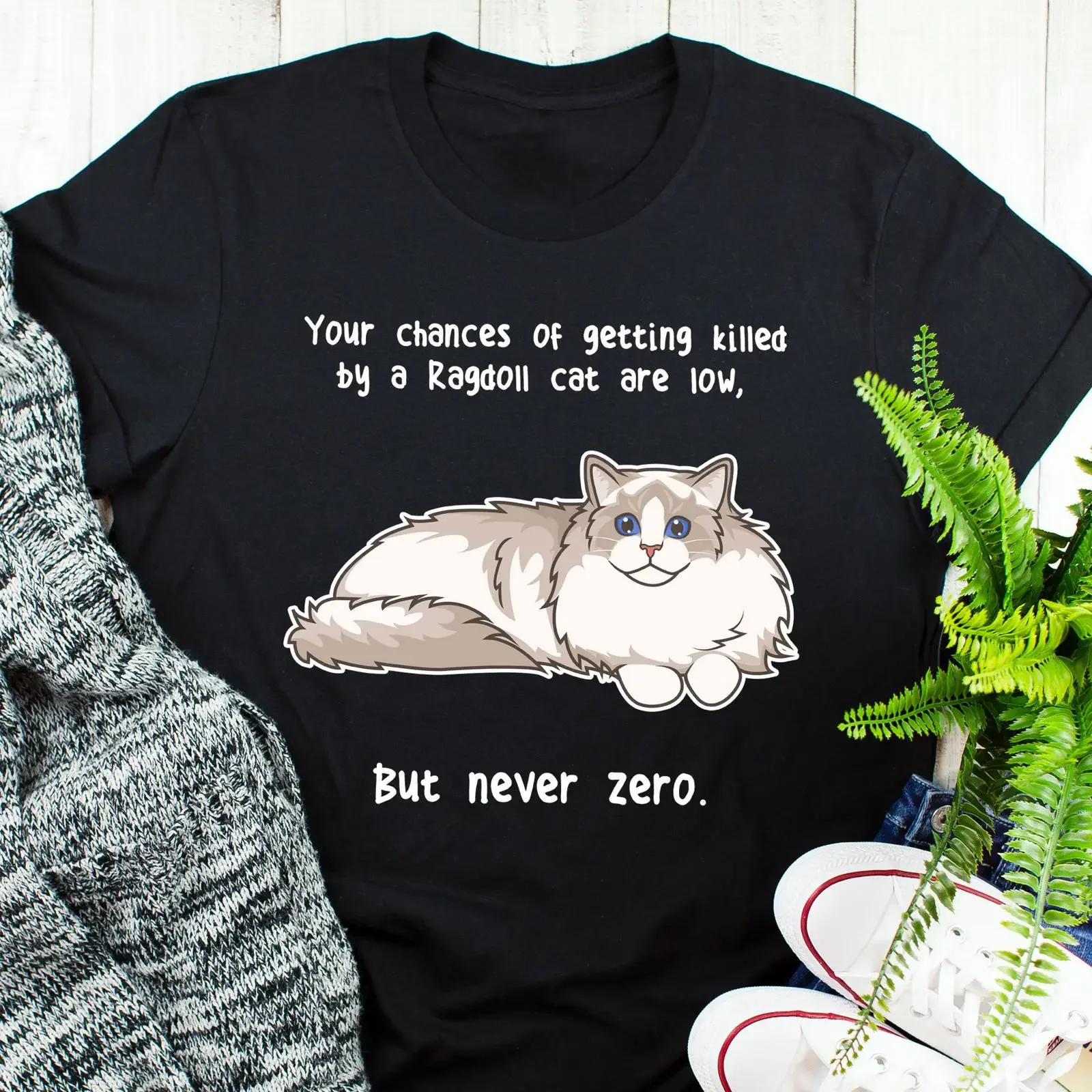 Funny Never Zero Ragdoll Cat T Shirt Casual Pet for Lover Mom Dad vintage Washed Breathable Stretched streetwear Comfortable