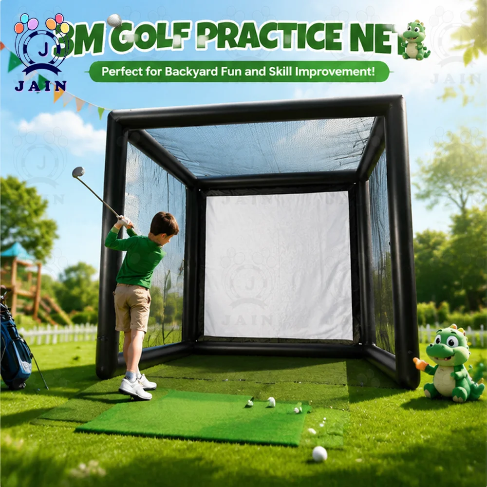Stock Inflatable 2-in-1 Golf & Baseball Hitting Cage Full Enclosed PVC Practice Net Inflatable Golf Tent Simulator for Home