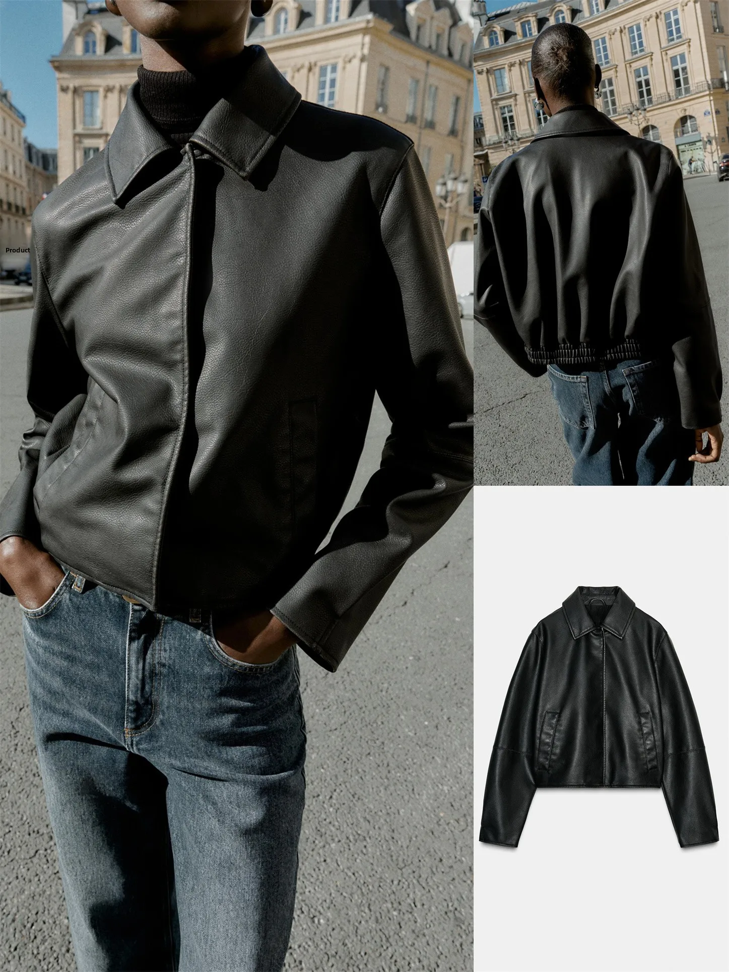 جاكيت جلد نحيف للنساء، معطف من الجلد الصناعي مزين بأزرار، تصميم عصري جديد لخريف 2023، طراز أمريكي بأكمام طويلة 638287 #5