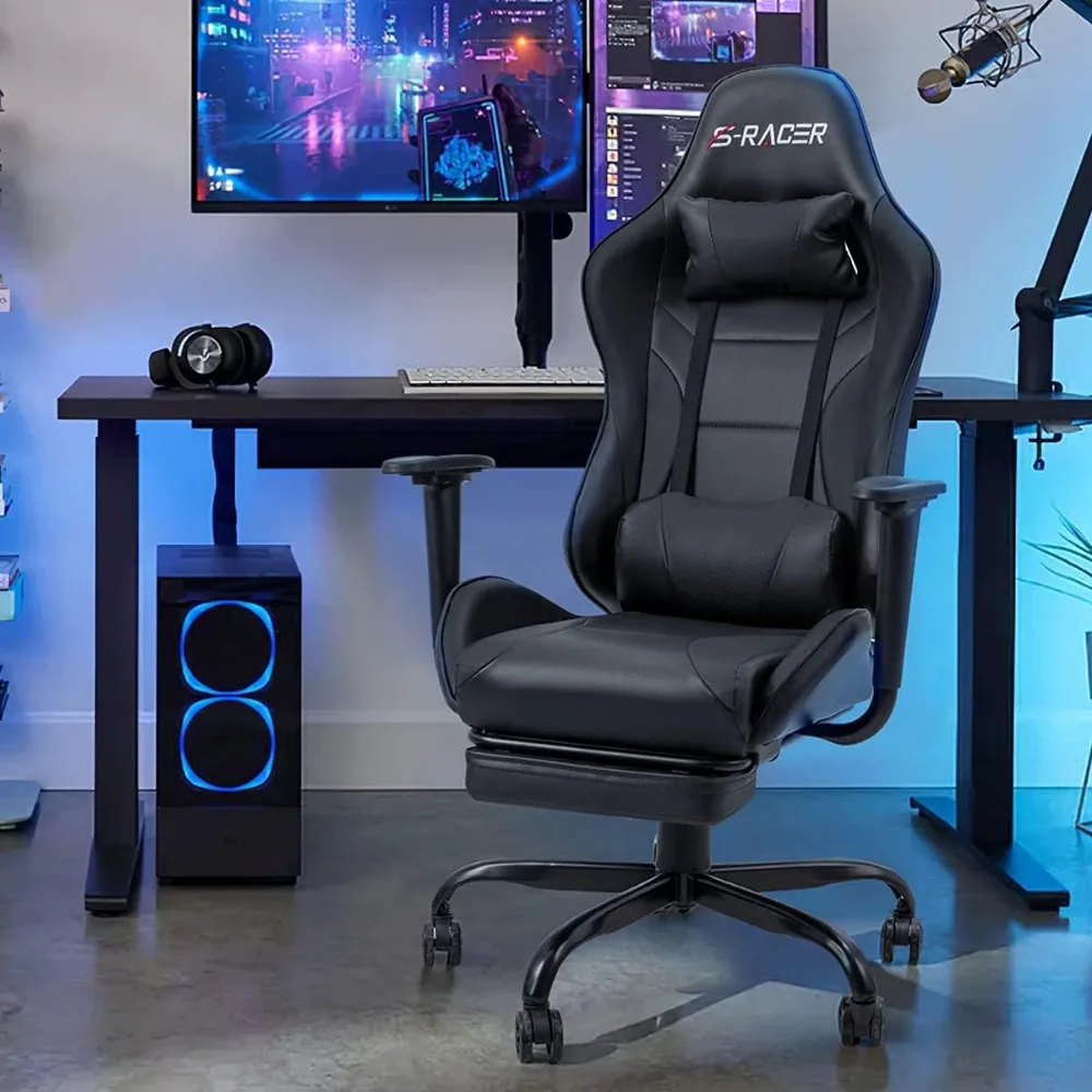 Gaming  Massage Computer Office Chair Ergonomic Desk Chair with Footrest Racing Executive Swivel  Adjustable