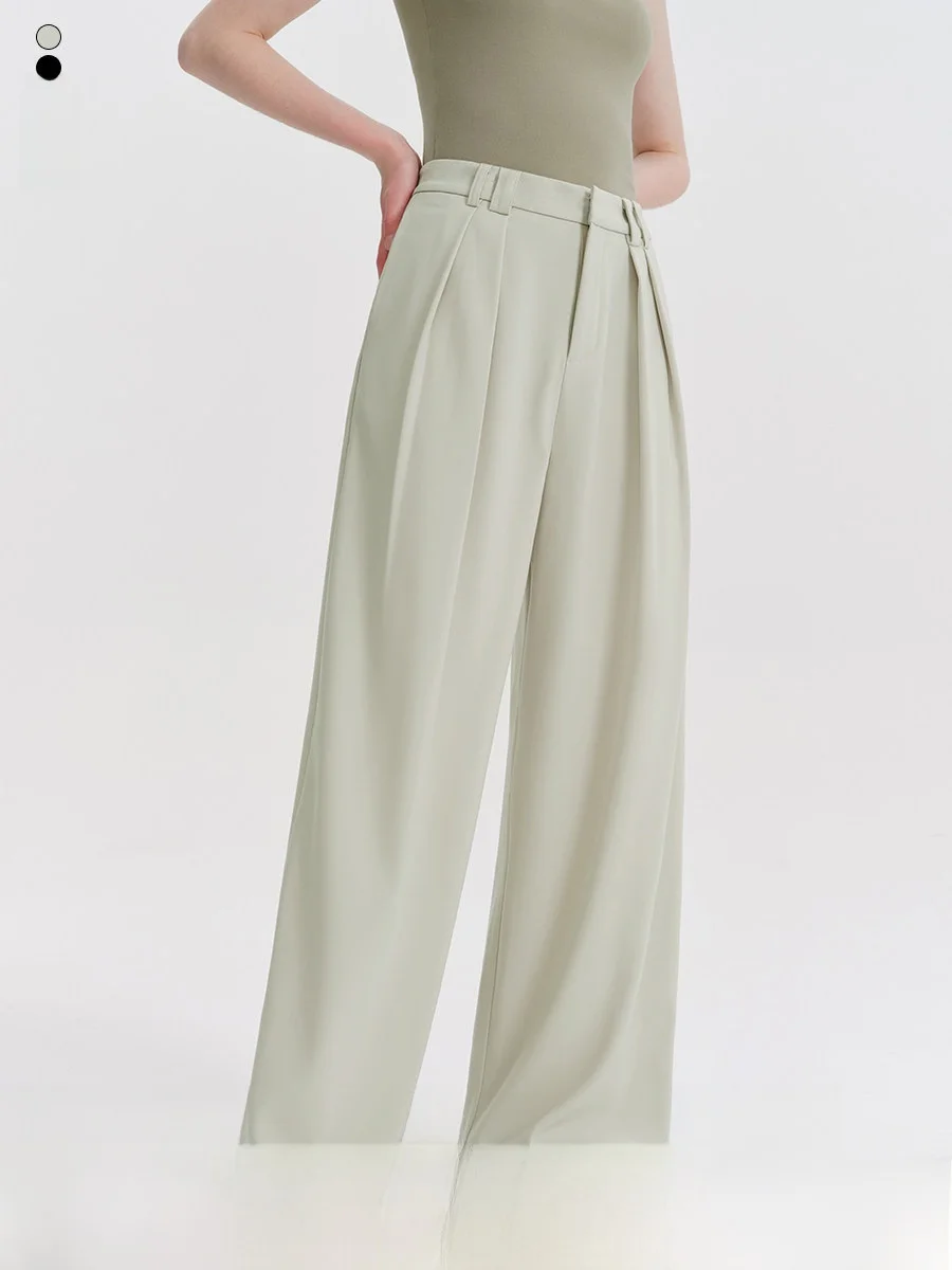 

plus High Waist Straight Leg Suit Pants Loose Casual Wide Leg Floor Length Trousers Comfortable Commute Sle