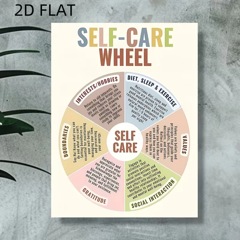Boho Back‑to‑School Season Self Care Wheel Wall Art Print Canvas Painting Poster Picture For Living Room,Bedroom Home Decor