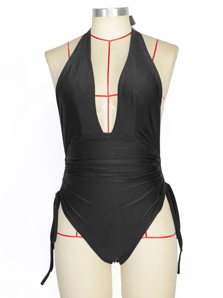 Zrtak ソリッドワンピース水着ハイカット水着背中の開いたビーチウェアディープ V ボディスーツ女性の水着セクシーなワンピーススーツ