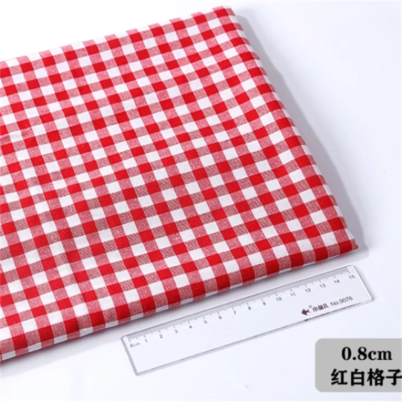 Cotton checkered fabric, clothing fabric, black, white,red and white checkered shirt,tablecloth curtain fabric handmade DIY