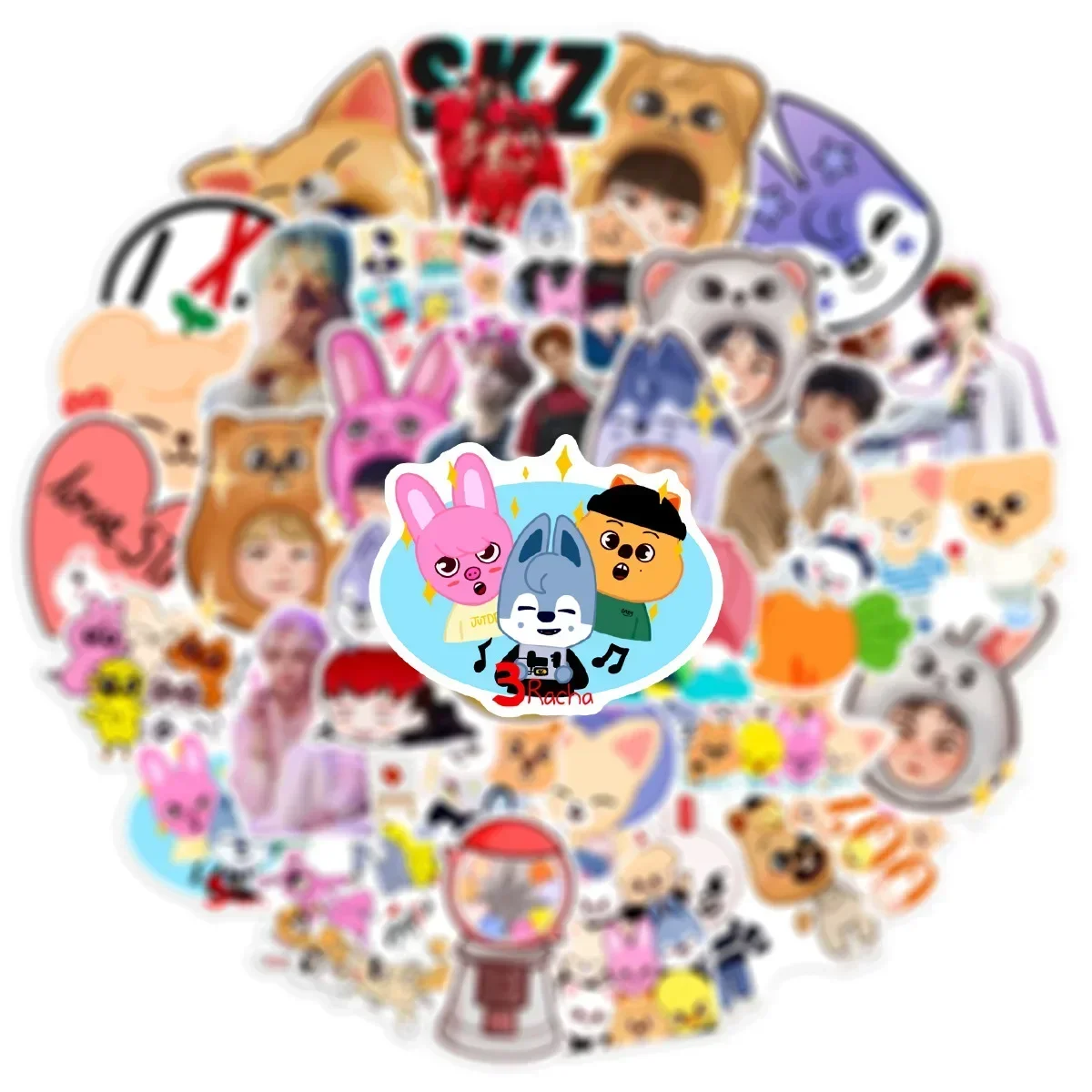 50Pcs Cute Skz Stickers Cartoon Kpop DIY Stickers Scrapbooking Phone Luggage Skateboard Waterproof Decals view 6